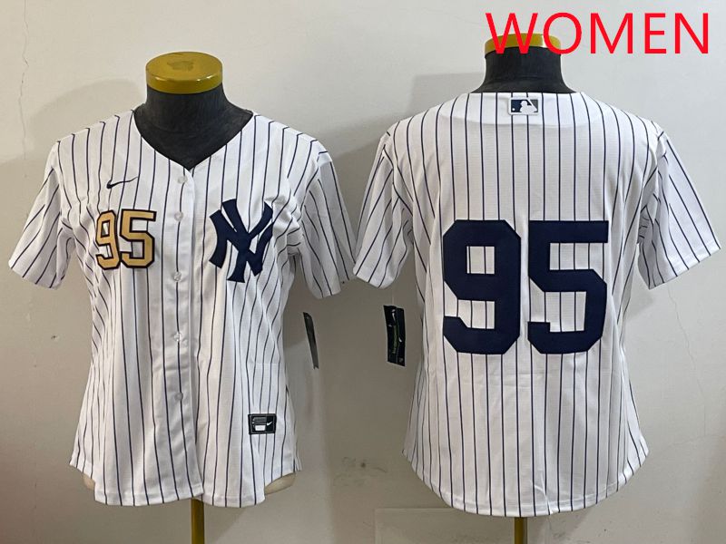Women New York Yankees #95 No Name White Stripe Game 2025 Nike MLB Jersey style 7->youth mlb jersey->Youth Jersey